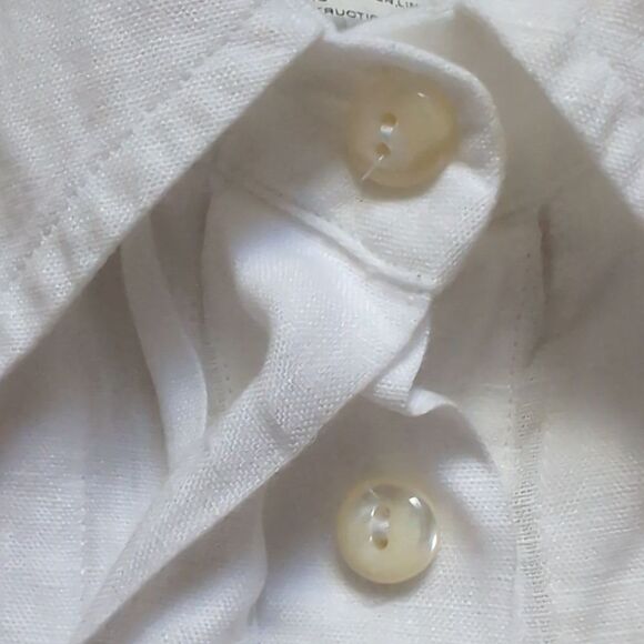 MaxMara White Pure Linen Tuxedo Style Tunic Shirt Medium - Picture 6 of 11